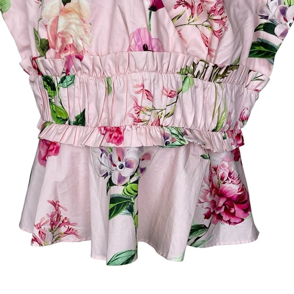 Express Floral V-neck Ruffle Peplum Top Women’s Size XL Pleated Sleeveless - Picture 5 of 11